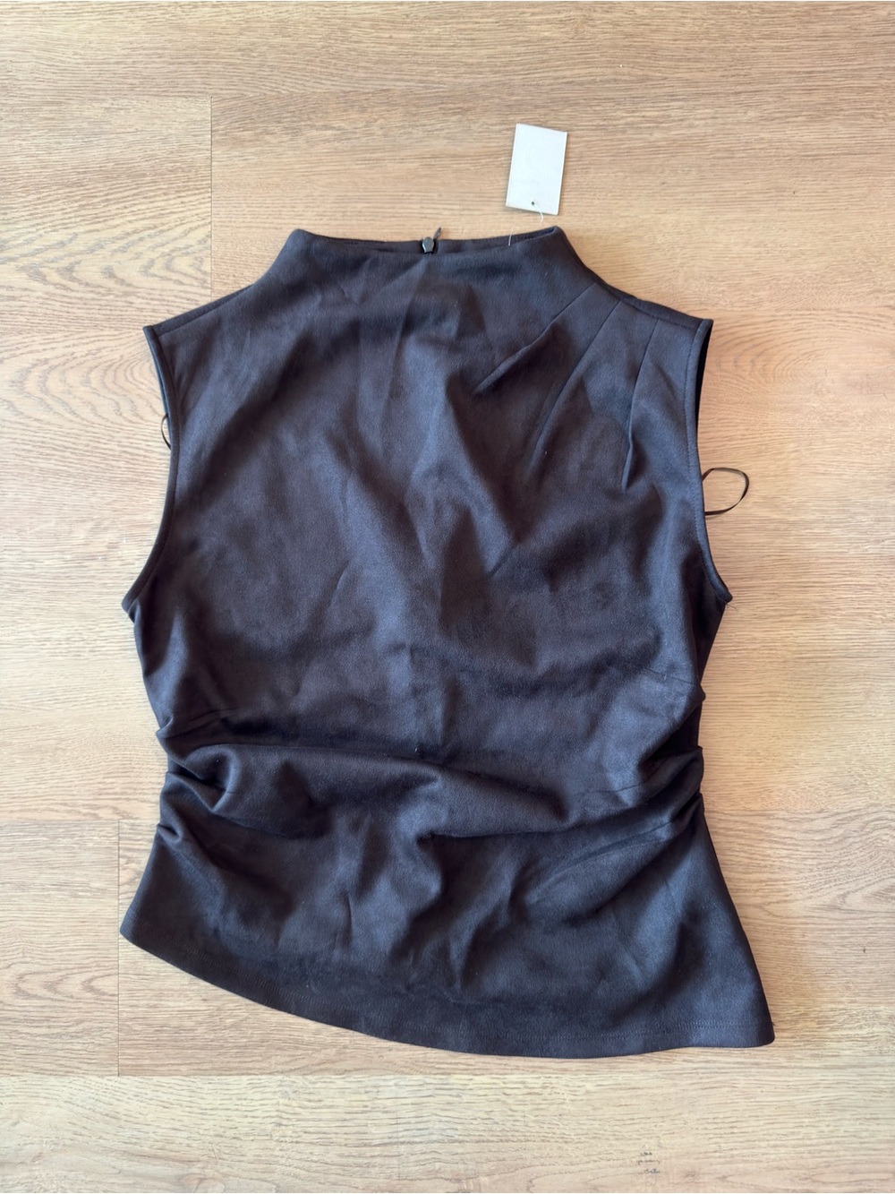 Rachel Zoe Sleeveless Suede Mock Neck Top in Brown